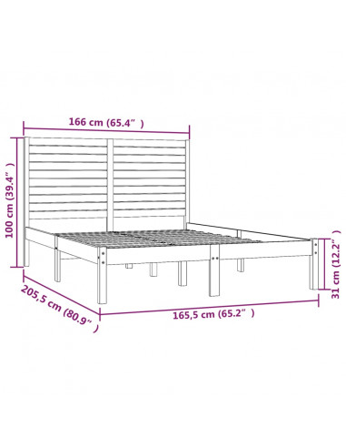 Giroletto Bianco in Legno Massello 160x200 cm