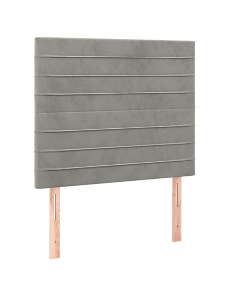 Giroletto a Molle con Materasso Grigio Chiaro 90x190 cm Velluto