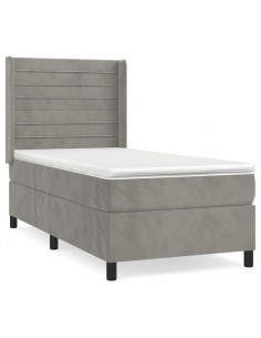 Giroletto a Molle con Materasso Grigio Chiaro 90x190 cm Velluto 2