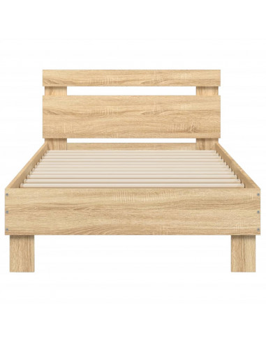 Giroletto con Testiera e LED Rovere Sonoma 90x200 cm