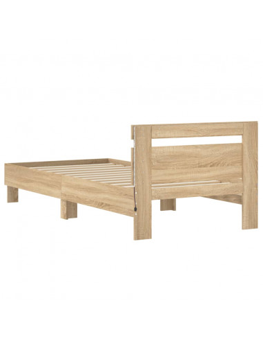 Giroletto con Testiera e LED Rovere Sonoma 90x200 cm