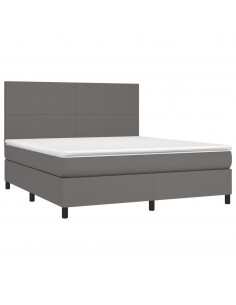 Giroletto a Molle con Materasso Grigio 160x200 cm in Similpelle 2