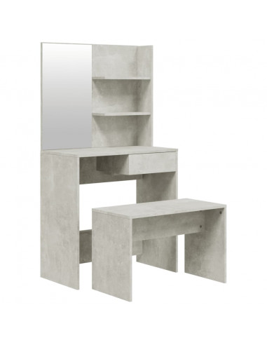 Set Tavolo da Toeletta Grigio Cemento 74,5x40x141 cm