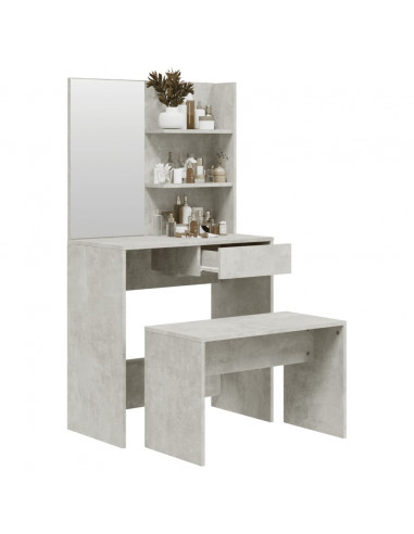 Set Tavolo da Toeletta Grigio Cemento 74,5x40x141 cm