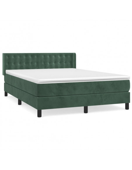 Giroletto a Molle con Materasso Verde Scuro 140x200 cm Velluto