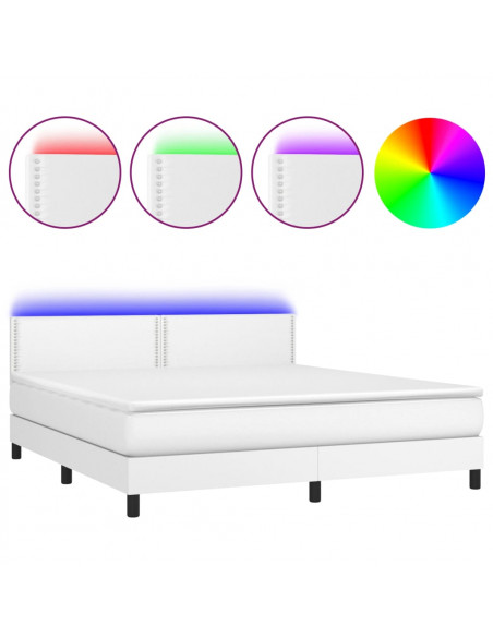 Giroletto Molle con Materasso e LED Bianco 180x200cm Similpelle