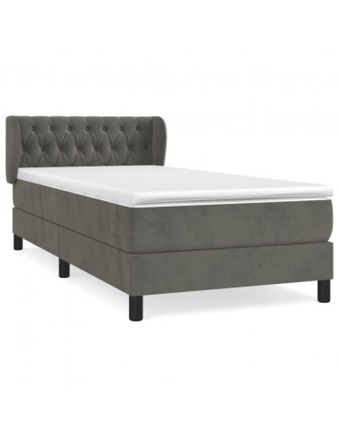 Giroletto a Molle con Materasso Grigio Scuro 100x200 cm Velluto