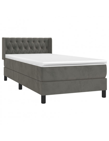 Giroletto a Molle con Materasso Grigio Scuro 100x200 cm Velluto