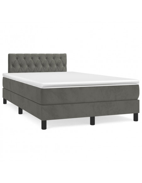 Giroletto a Molle con Materasso Grigio Scuro 120x200 cm Velluto