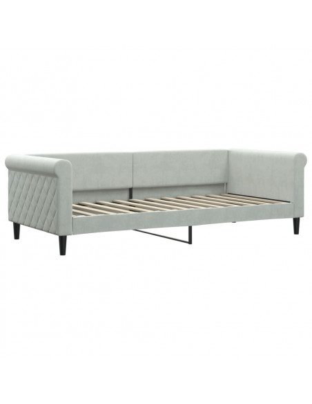 Letto da Giorno Grigio Chiaro 90x200 cm in Velluto