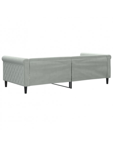 Letto da Giorno Grigio Chiaro 90x200 cm in Velluto