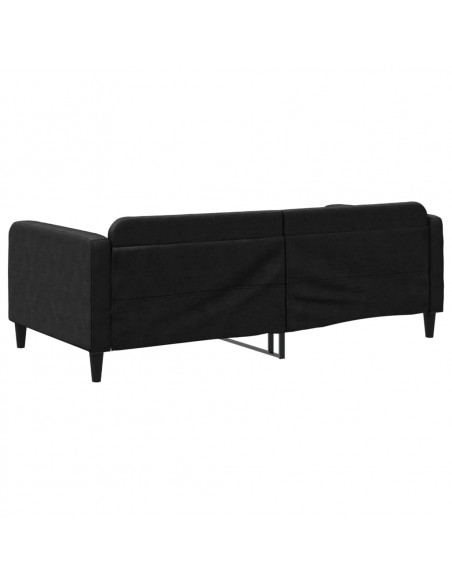 Letto da Giorno Nero 100x200 cm in Tessuto