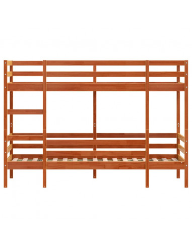 Letto a Castello Marrone Cera 90x190 cm in Legno di Pino