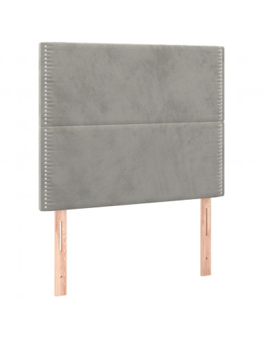 Giroletto con Testiera Grigio Chiaro 90x200 cm in Velluto