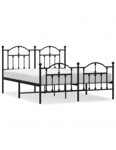 Giroletto con Testiera e Pediera Metallo Nero 150x200 cm 2