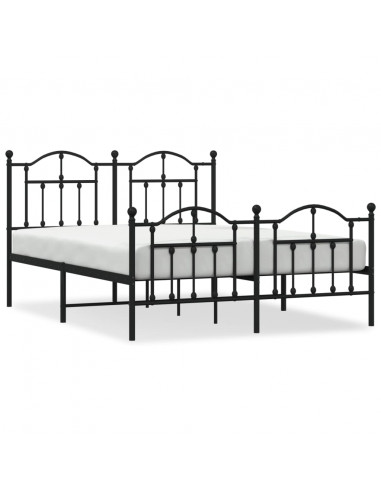 Giroletto con Testiera e Pediera Metallo Nero 150x200 cm