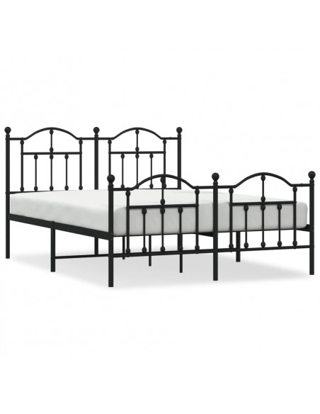Giroletto con Testiera e Pediera Metallo Nero 150x200 cm