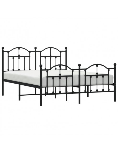 Giroletto con Testiera e Pediera Metallo Nero 150x200 cm