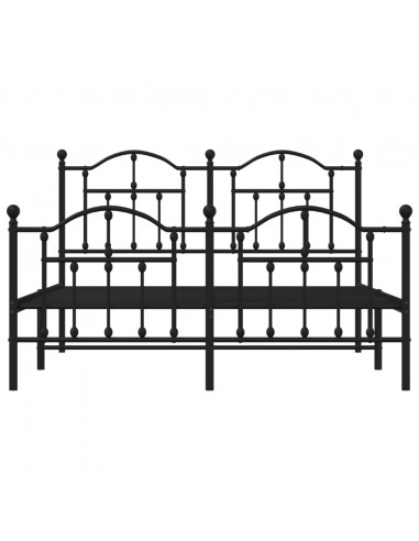 Giroletto con Testiera e Pediera Metallo Nero 150x200 cm