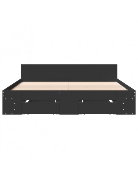 Giroletto con Cassetti Nero 140x200 cm in Legno Multistrato