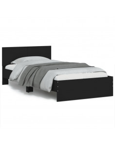 Giroletto con Testiera Nero 100x200 cm in Legno Multistrato 2