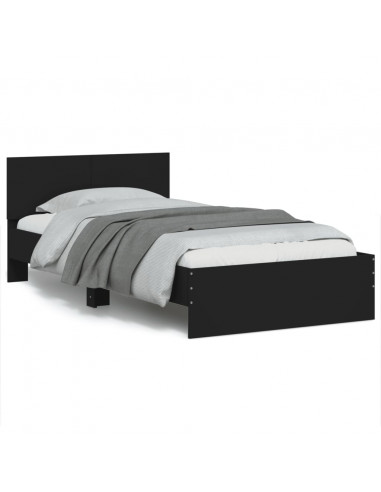 Giroletto con Testiera Nero 100x200 cm in Legno Multistrato