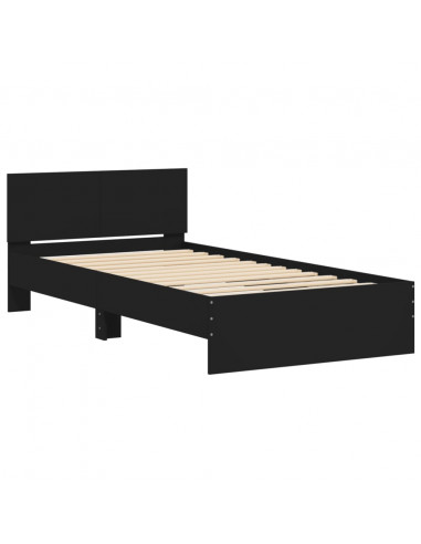 Giroletto con Testiera Nero 100x200 cm in Legno Multistrato