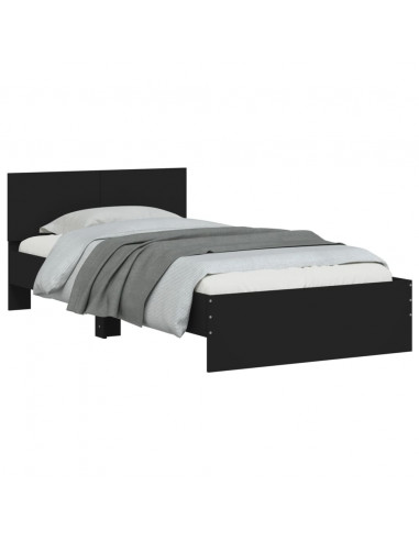 Giroletto con Testiera Nero 100x200 cm in Legno Multistrato