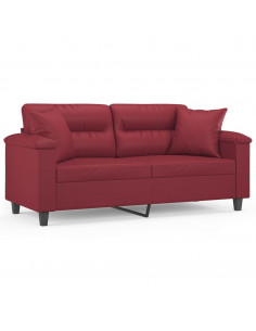 Divano a 2 Posti con Cuscini Rosso Vino 140 cm in Similpelle