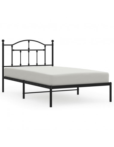 Giroletto con Testiera in Metallo Nero 100x190 cm