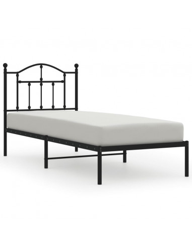 Giroletto con Testiera in Metallo Nero 90x200 cm