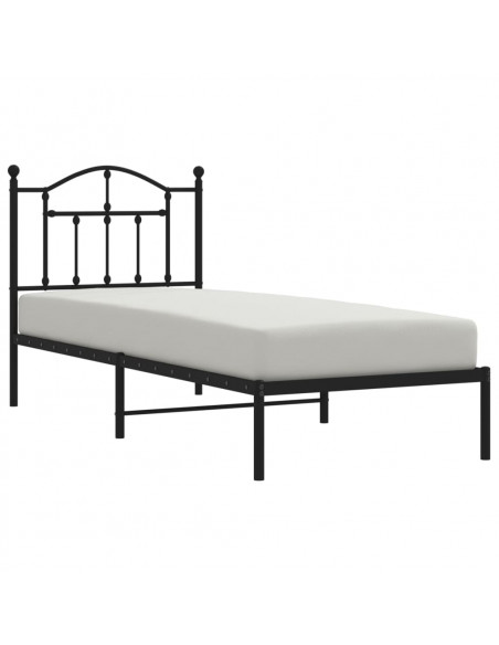 Giroletto con Testiera in Metallo Nero 90x200 cm