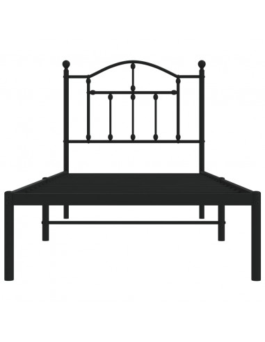 Giroletto con Testiera in Metallo Nero 90x200 cm