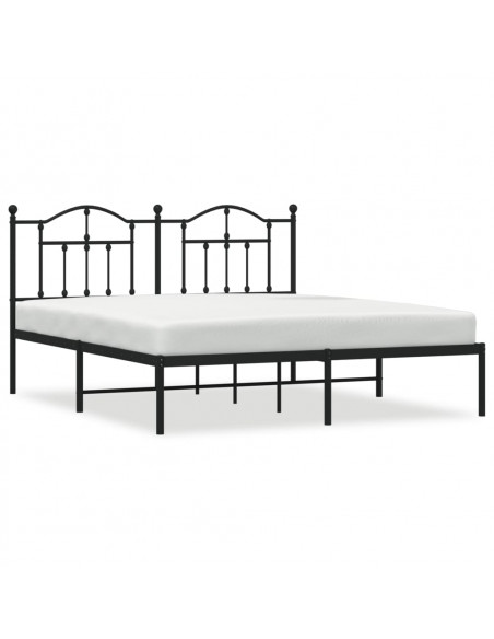 Giroletto con Testiera in Metallo Nero 160x200 cm