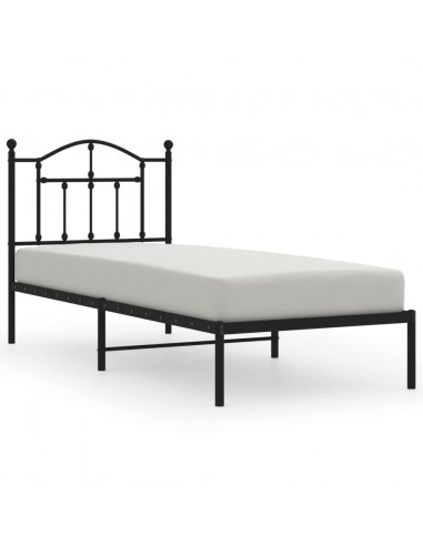 Giroletto con Testiera in Metallo Nero 90x190 cm