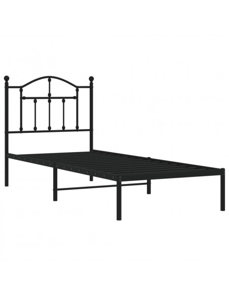 Giroletto con Testiera in Metallo Nero 90x190 cm