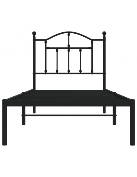 Giroletto con Testiera in Metallo Nero 90x190 cm