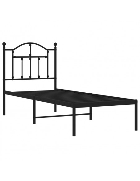 Giroletto con Testiera in Metallo Nero 75x190 cm