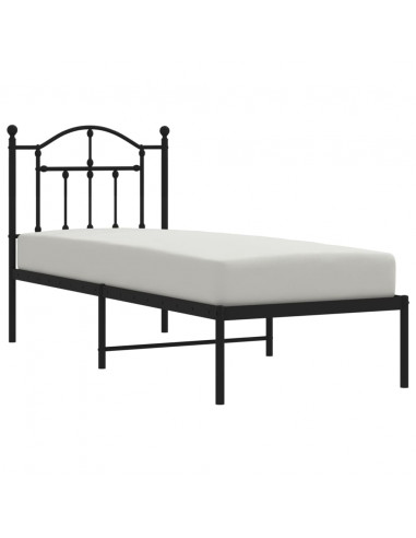 Giroletto con Testiera in Metallo Nero 75x190 cm