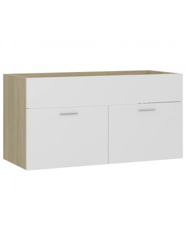 Mobile Sottolavabo Bianco Rovere Sonoma 90x38,5x46 Multistrato
