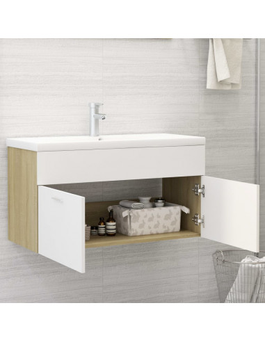 Mobile Sottolavabo Bianco Rovere Sonoma 90x38,5x46 Multistrato