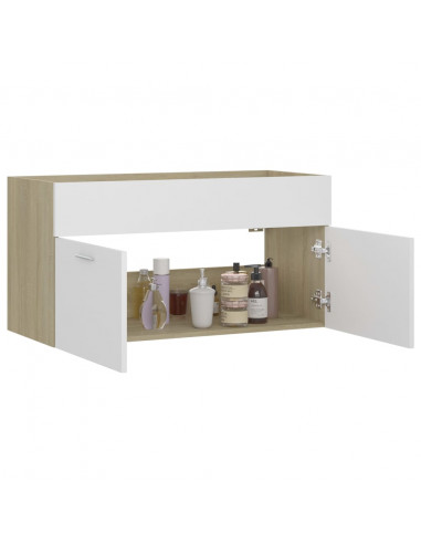 Mobile Sottolavabo Bianco Rovere Sonoma 90x38,5x46 Multistrato