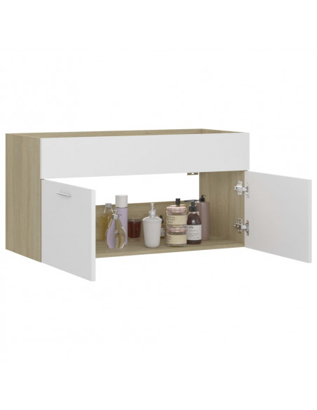 Mobile Sottolavabo Bianco Rovere Sonoma 90x38,5x46 Multistrato