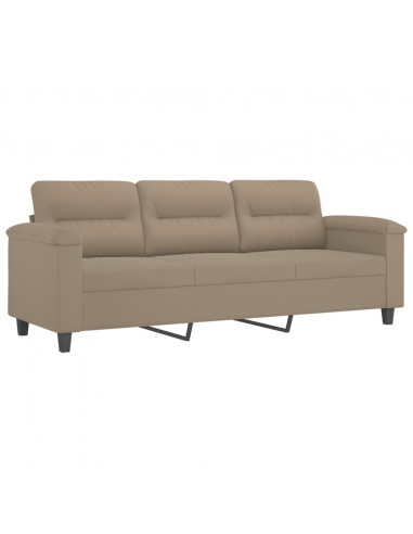 Divano a 3 Posti con Cuscini tortora 180 cm Tessuto Microfibra