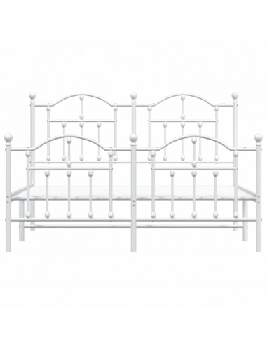 Giroletto con Testiera e Pediera Metallo Bianco 150x200 cm