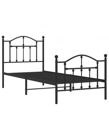 Giroletto con Testiera e Pediera Metallo Nero 90x190 cm