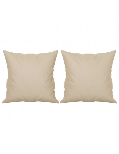 Divano a 3 Posti con Cuscini Crema 180 cm Tessuto Microfibra