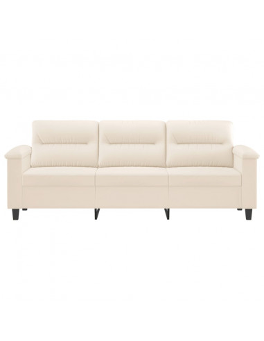 Divano a 3 Posti Beige 180 cm in Tessuto Microfibra