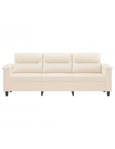 Divano a 3 Posti Beige 180 cm in Tessuto Microfibra