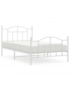 Giroletto con Testiera e Pediera Metallo Bianco 100x200 cm 2